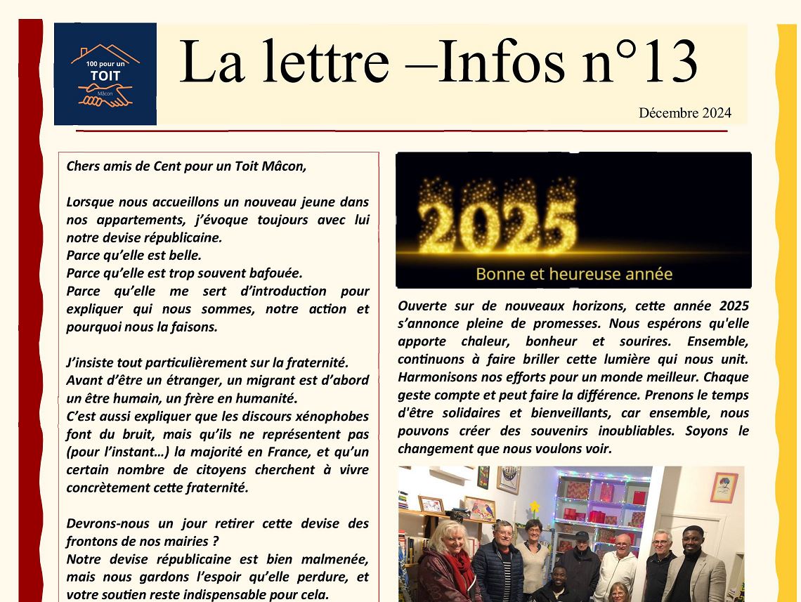 Lettre d’infos n°13 – décembre 2024